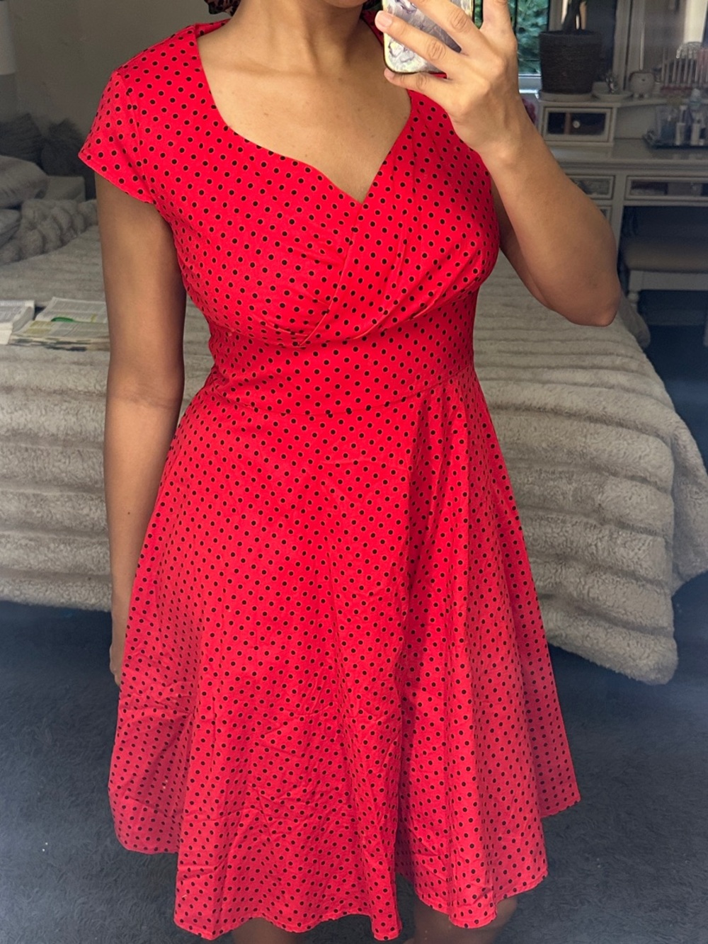 Red Polka Dot Fit & Flare Dress size large used in great condition BBonlinedress